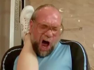 Grandpa and teen enjoying nasty adult movie
