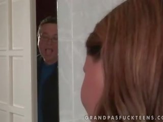 Lucky grandpa fucks swell teen
