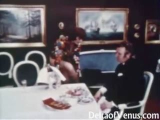 포도 수확 x 정격 영화 1960s - 털이 많은 marriageable 브루 넷의 사람 - 테이블 용 세